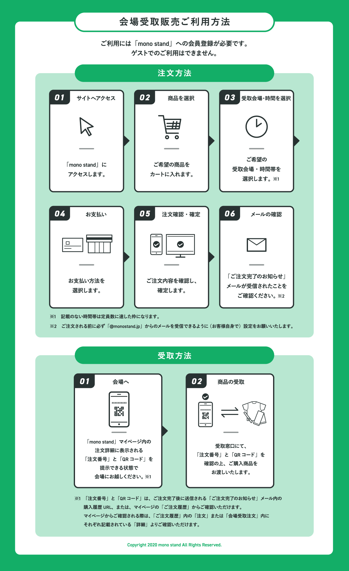 会場受け取り販売ご利用方法